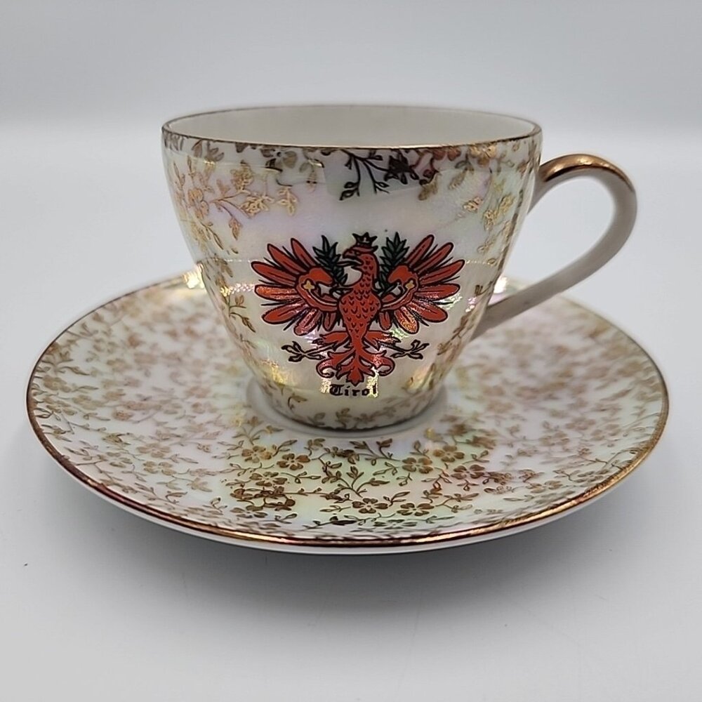 Vintage German Teacup Saucer Tirol Plankenhammer Floss Bavaria Bone China